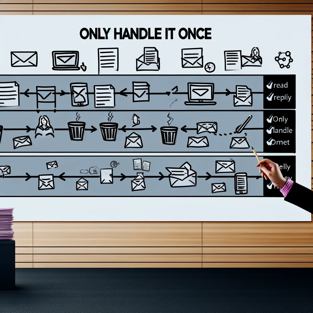Immagine che illustra il concetto di "Only Handle It ", applicato in modo specifico alla gestione delle e-mail.
