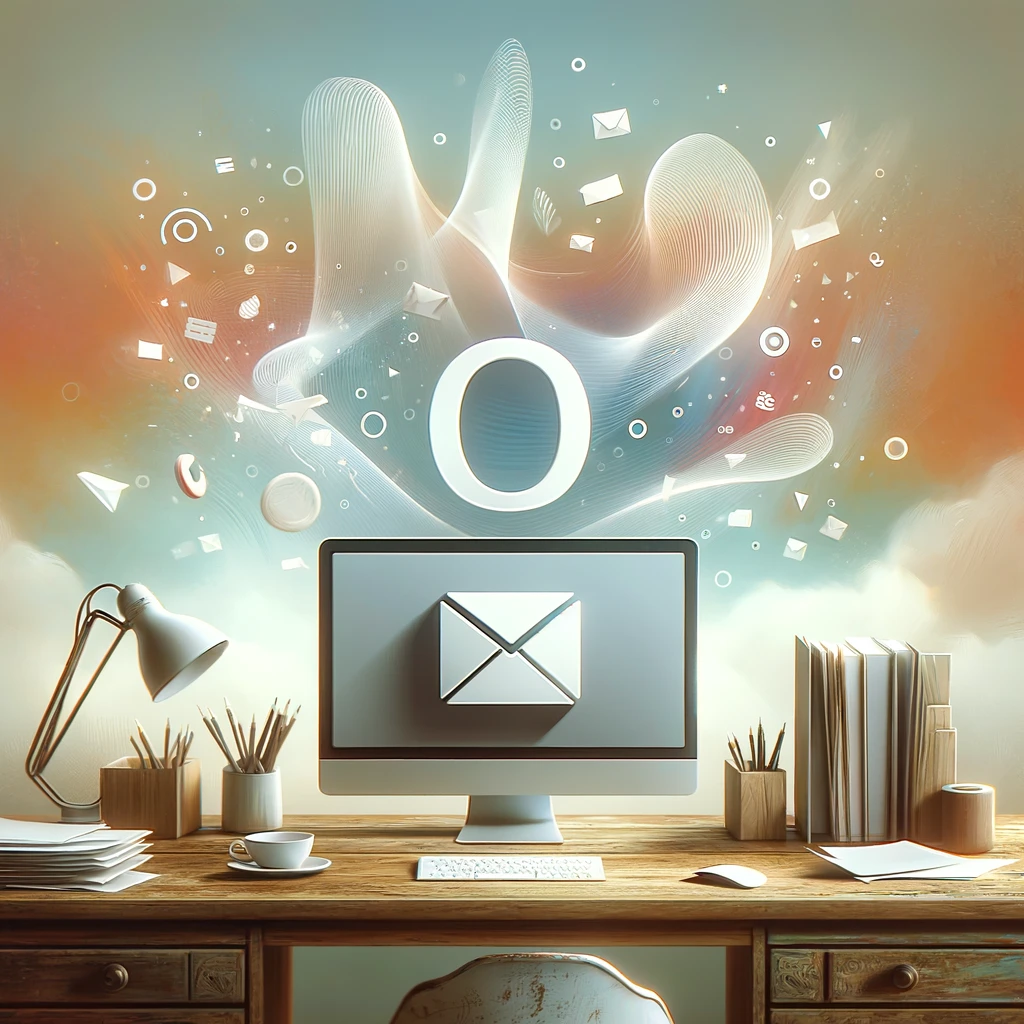 Rappresentazione astratta del concetto di Inbox Zero, con un'immagine di un ambiente sereno e privo di disordine, che simboleggia pace e produttività.